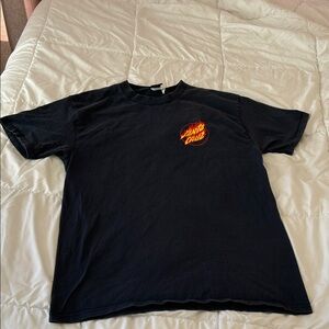 Santa Cruz Skateboards Black Tee with Red and Orange Flame Logo